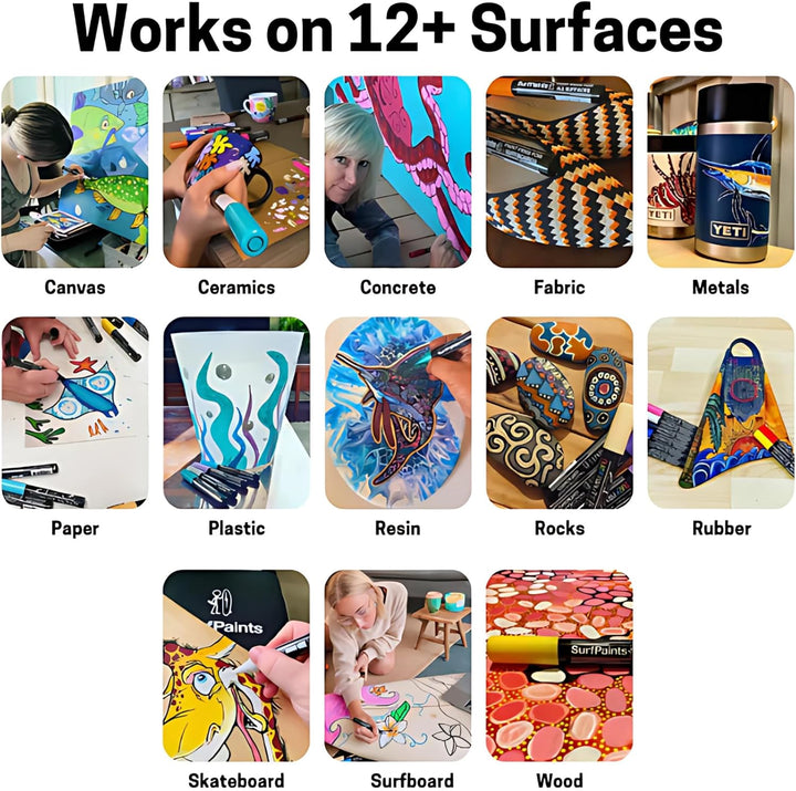 Surfpaints Acrylstifte zum Designen von Surfboards und Bodyboards 8er Set primary, primary