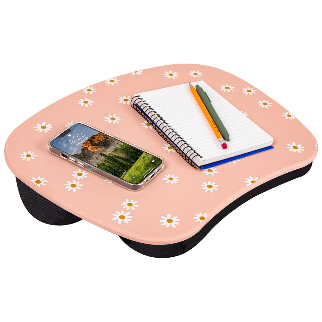 LAPGEAR MyStyle 45336 Tragbarer Schossschreibtisch mit Kissen, Gänseblümchen, für Laptops bis zu 39,