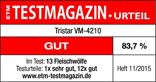 Tristar VM-4210 Fleischwolf – 3 Lochscheiben – Kompakt – Weiss – 1200 Watt