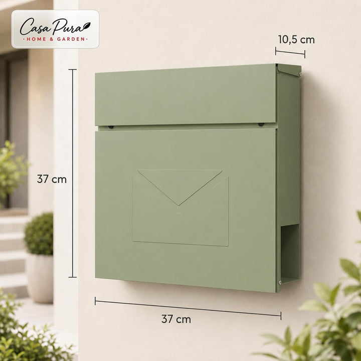 casa pura Briefkasten Laurent aus verzinktem Stahl – abschliessbarer Wandbriefkasten mit Zeitungsfac