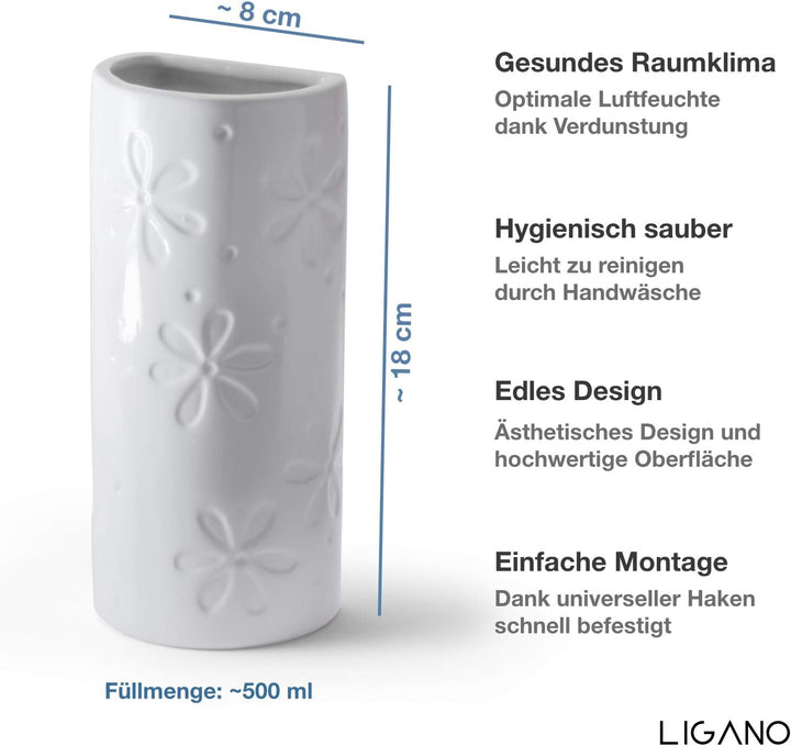 Ligano® Heizkörper Luftbefeuchter mit Blumen-Motiv – Keramik Wasserverdunster für die Heizung – 3 St