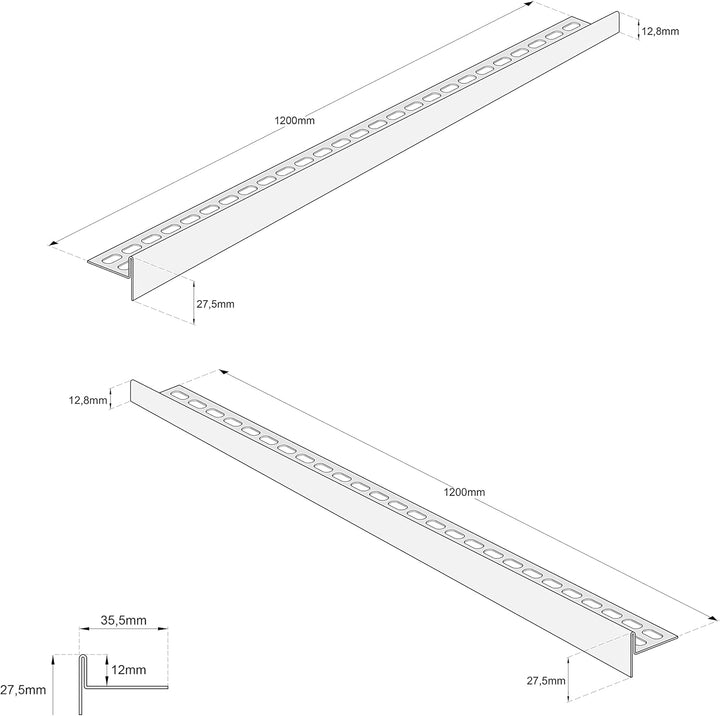 Aquabad Edelstahl Gefälleprofil Clive für begehbare Dusche 120cm, 1x paar (links und rechts), Kanten