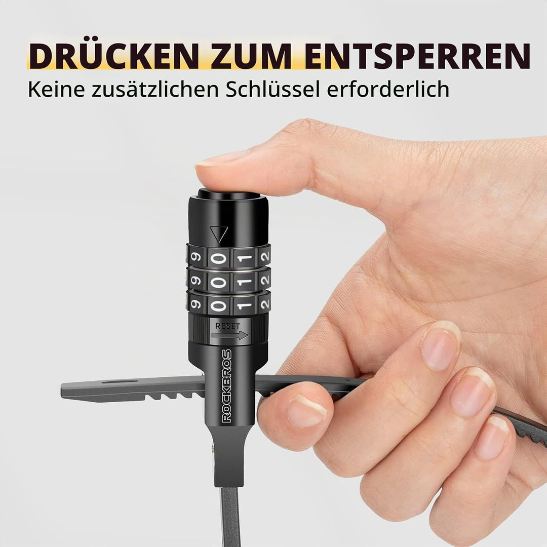 ROCKBROS Fahrradschloss Klein 54 cm, Helmschloss, Leichtes Kabelschloss Zahlenschloss,Skischloss &amp; K