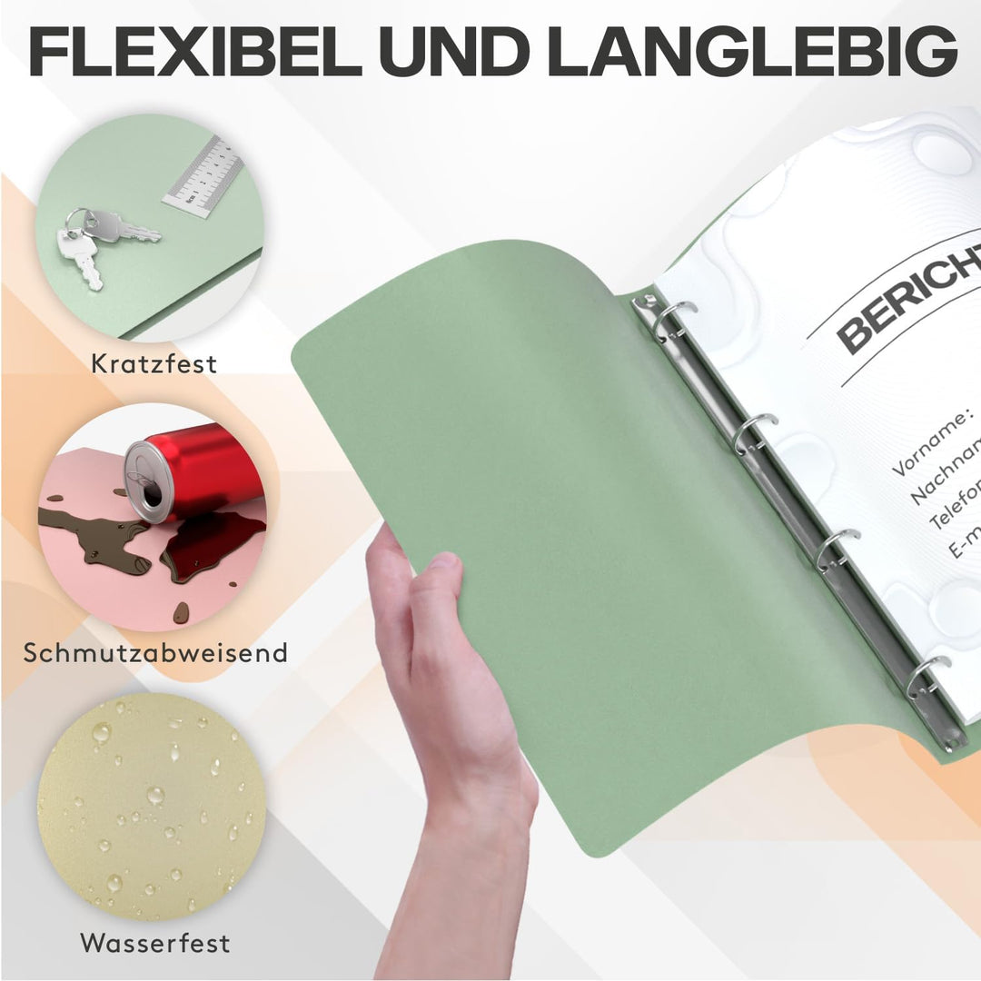 ACROPAQ - 8 x Ringbuch A4 | 4 Ringen | Mit Rückenetiketten, Rückenbreite 3,5 cm, Erde, Natur Farbkol