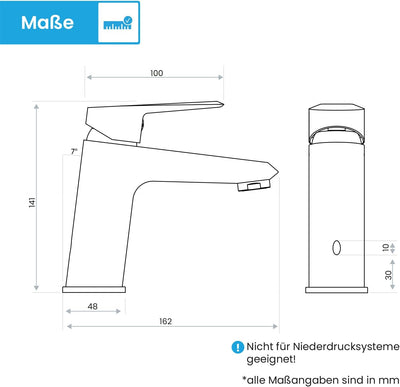 Bächlein Badarmatur Amola in klassischem Look, Einhebelmischer mit langlebiger Keramikkartusche, 2 A