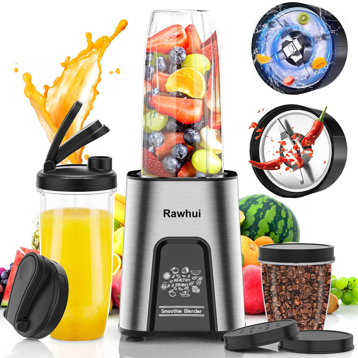 Rawhui Mixer Smoothie Maker to go, 2in1 Mini Mixer Küche zum Mahlen & Mixen, 800W Blender Elektrisch