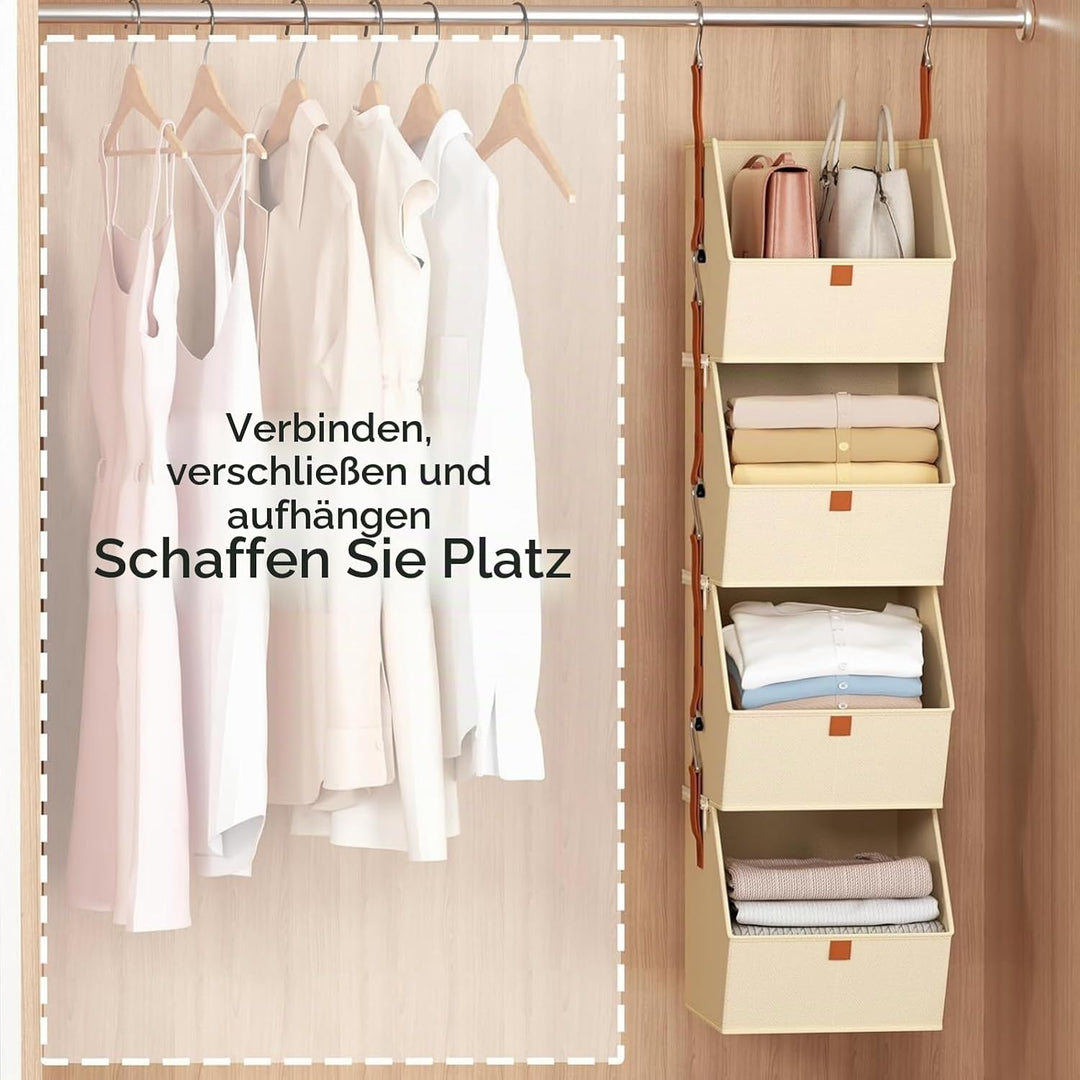 Hängeorganizer, Hängender Schrank-Organizer mit 4 Etagen, Hängeregal für Schrank, Hängeaufbewahrung,