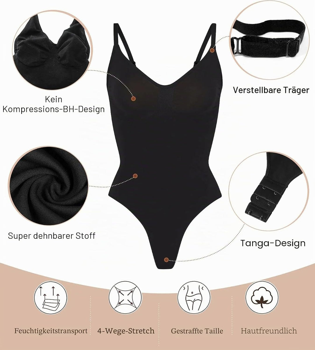 SHAPERX Shapewear Damen Bauchweg Bodysuit Formender Body Shaper Sculpting Tanga mit Verstellbarer Sc