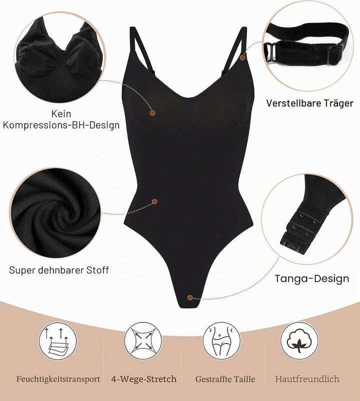 SHAPERX Shapewear Damen Bauchweg Bodysuit Formender Body Shaper Sculpting Tanga mit Verstellbarer Sc