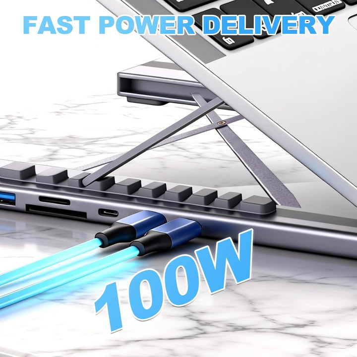 8-in-1 USB-C Laptopständer, Aluminium Laptop Ständer mit 8-in-1 USB C Dockingstation, Faltbarer Stan