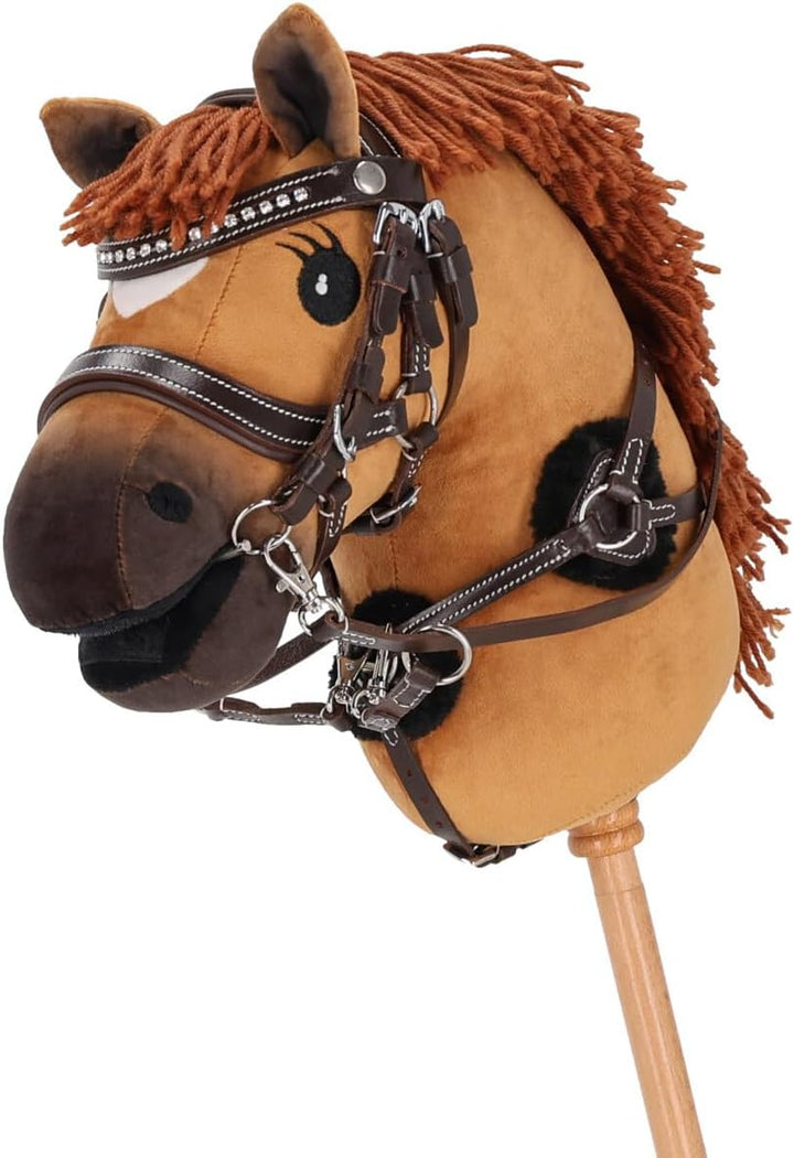 NETPROSHOP Hobby Horsing Vorderzeug Dolly Verstellbar mit Kunstfell Braun oder Schwarz, Farbe:Braun,