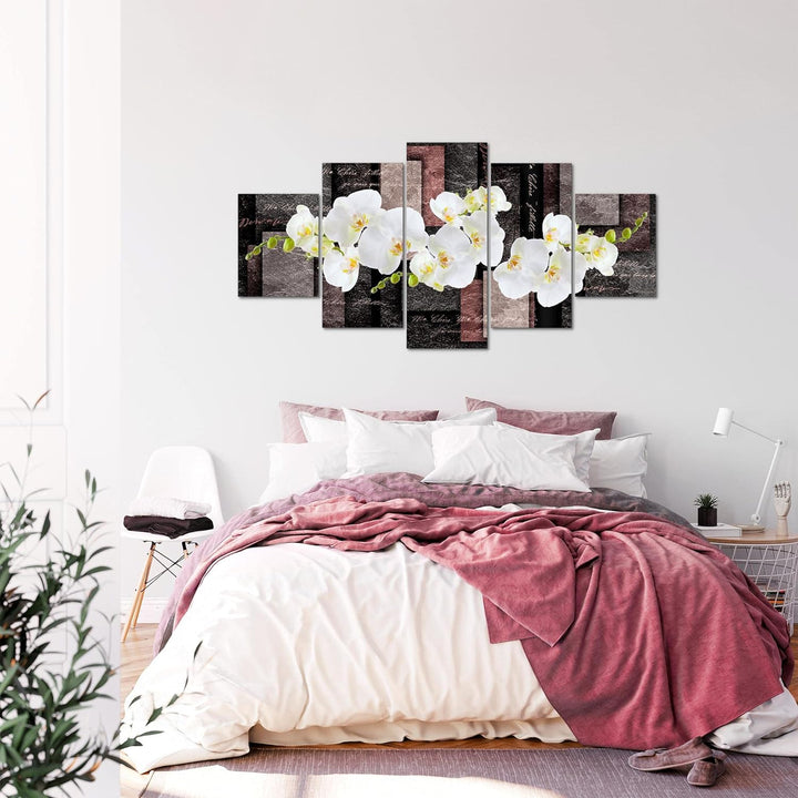 Runa Art - Bilder Blumen Orchidee 200 x 100 cm 5 Teilig XXL Wanddekoration Design Rosa 009351c