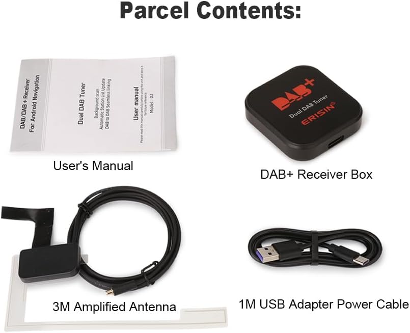 erisin DAB+ Box Antenne Digital Radio Adapter Verstärker für Autoradio Android 8.0/9.0/10.0 und höhe