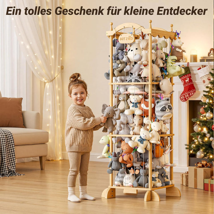 COSYLAND Holz Kuscheltier Aufbewahrung - Stofftier Aufbewahrung -Plüschtier Aufbewahrung für Kinderz