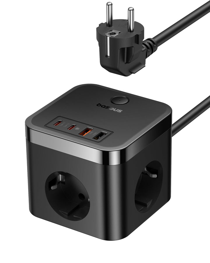 Baseus 30W Würfel USB C Steckdosenleiste GaN5 USB C Ladegerät USB 3-Fach Steckdose mit Schalter, Tra