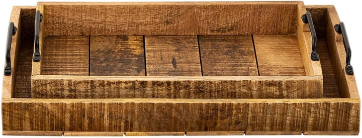 casamia Holztablett Set 2 Stück 46x31cm Serviertablett Tablett Holz Serviertablett Deko Tablett aus