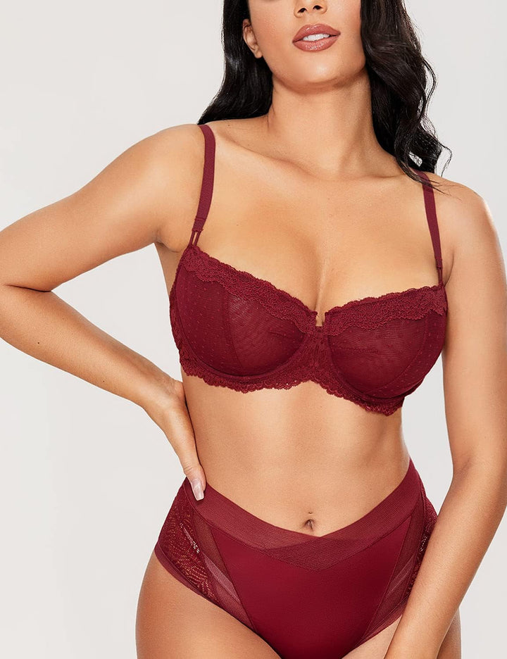 DOBREVA Balconette BH Damen mit Bügel Push Up Dirndl Spitze BHS Sexy Grosse Grössen Ungefüttert 70A