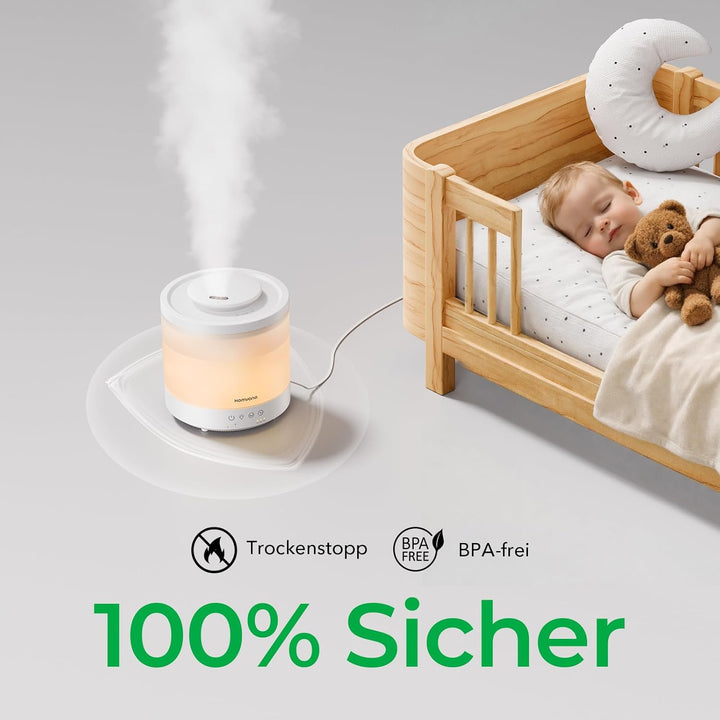 Homvana Luftbefeuchter für Schlafzimmer, 1,8 l Top-Fill Kühlnebel Luftbefeuchter für Baby Kinderzimm