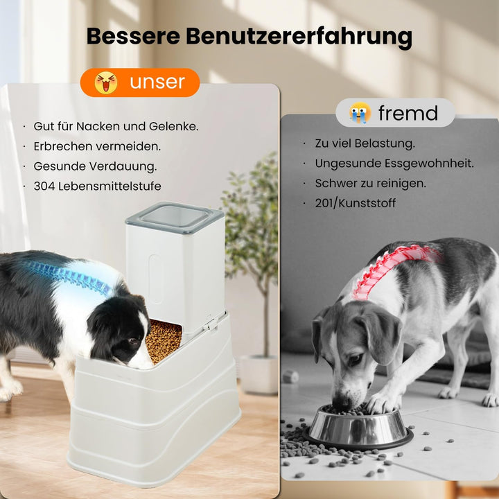 2Pcs 7L Futterautomat Hund Set, klappbare und höhenverstellbare XXL-Futterspender für Hunde mit Edel