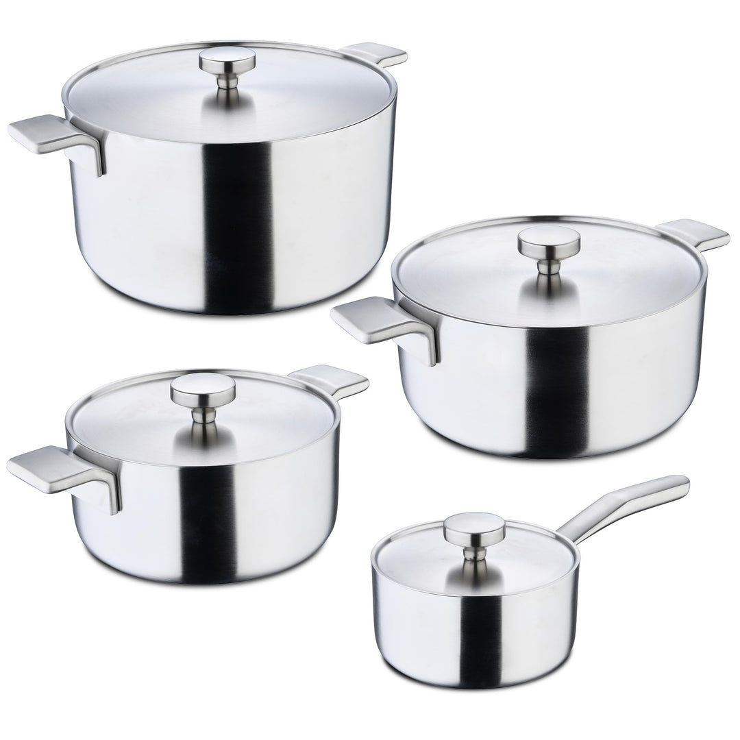 MasterPRO Alessi - Set mit 3 Pfannen von 20, 24 und 28cm und 4 Deckeln von 16, 20, 24 und 28cm - Her