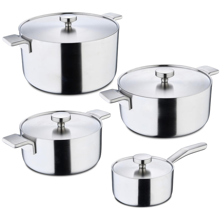 MasterPRO Alessi - Set mit 3 Pfannen von 20, 24 und 28cm und 4 Deckeln von 16, 20, 24 und 28cm - Her