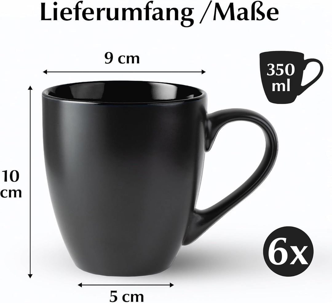 MIAMIO - 6 x 350 ml Kaffeetassen/Kaffeebecher Set - Tassen Set 6er Modern - Le Papillon Kollektion S