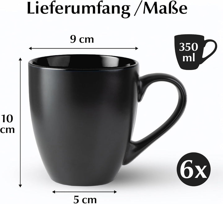 MIAMIO - 6 x 350 ml Kaffeetassen/Kaffeebecher Set - Tassen Set 6er Modern - Le Papillon Kollektion S