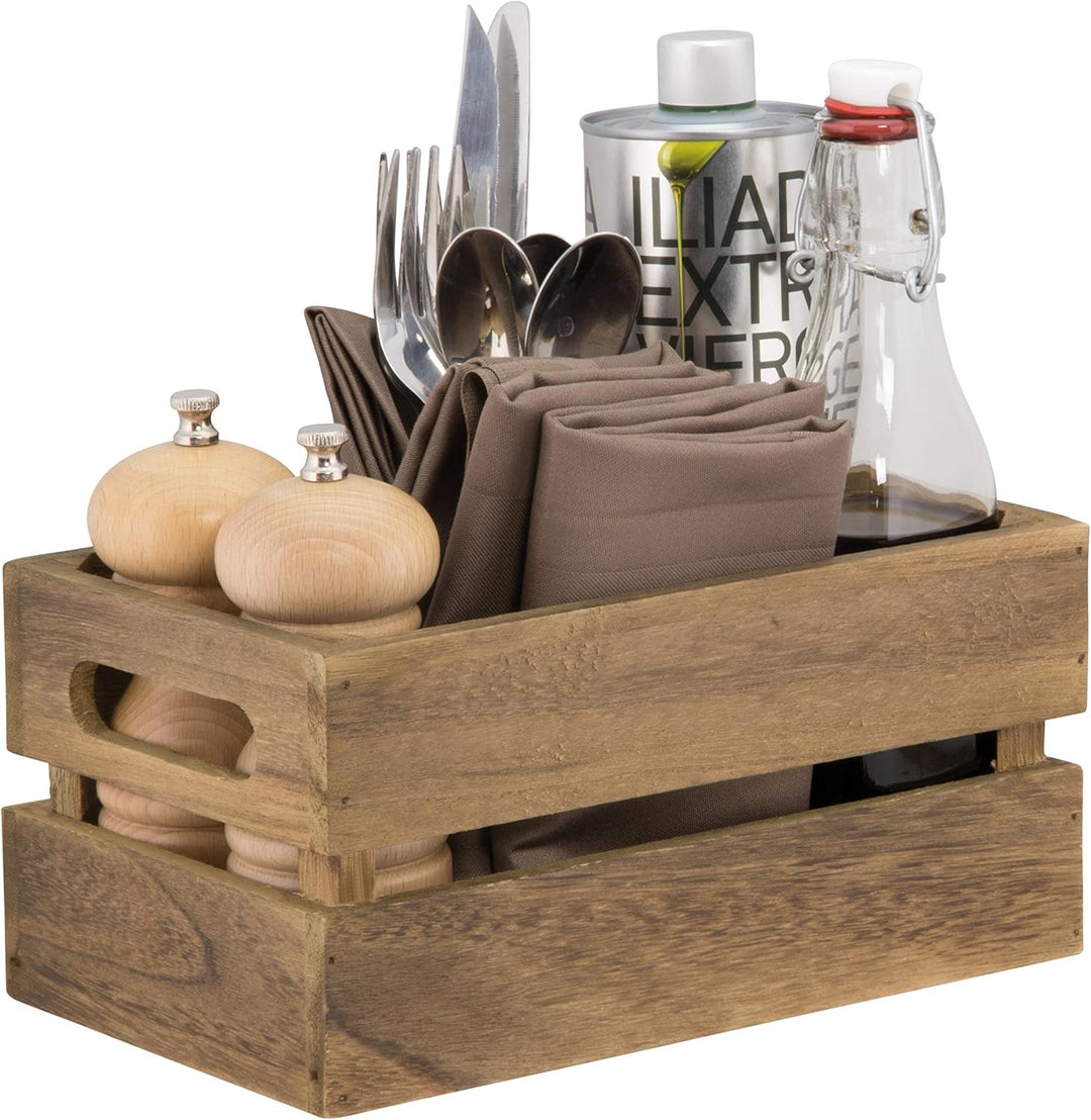 Securit Vintage Mini Holzkiste Tisch Caddy – 14,1 x 24,1 cm Aufbewahrungsbox Gewürzhalter Utensilien
