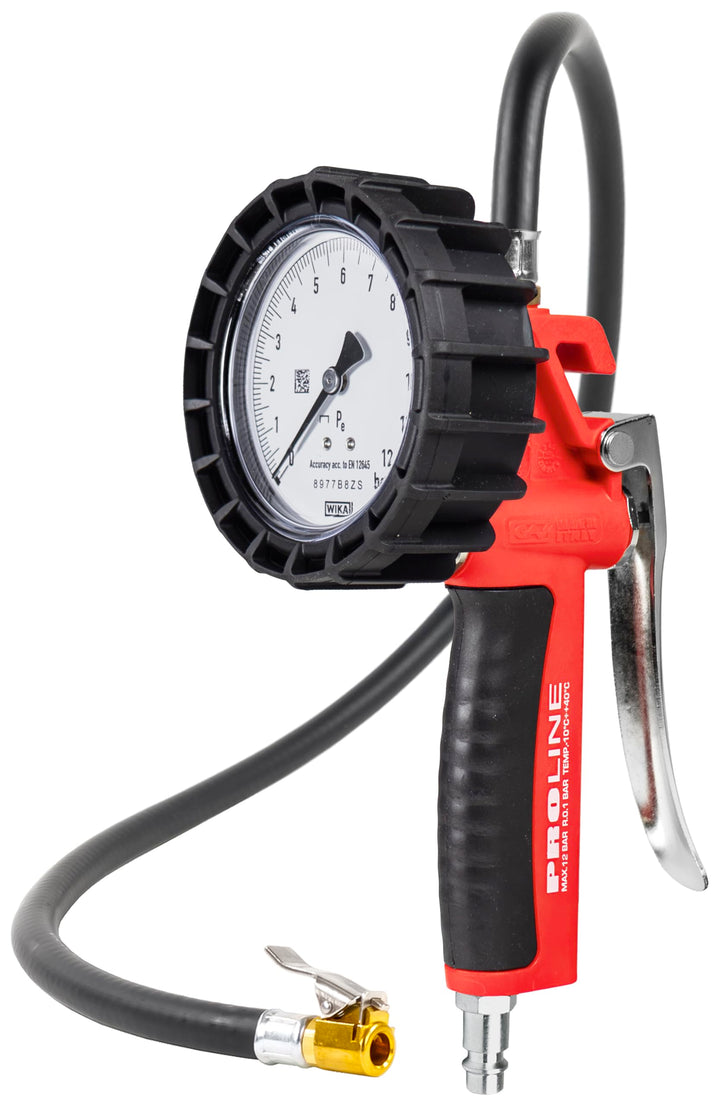 GAV Reifenfüller Messgerät mit WIKA 80mm Manometer (Geeicht) Profi Reifendruckprüfer Druckluft für A