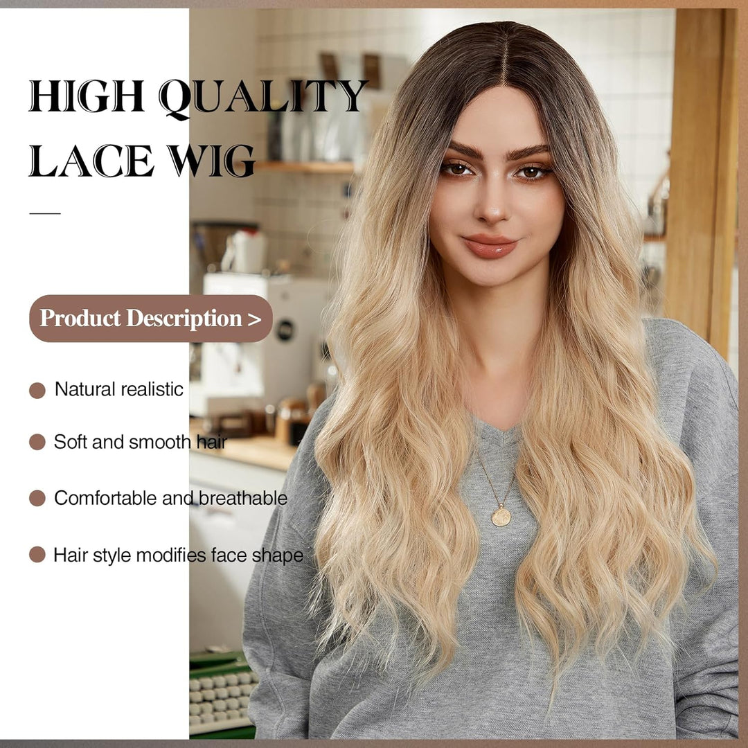 Kikone Platin Blonde Perücke 5x2 HD Lace Front Perücke 26 Zoll Lange Klebelose Körper Welle Perücke