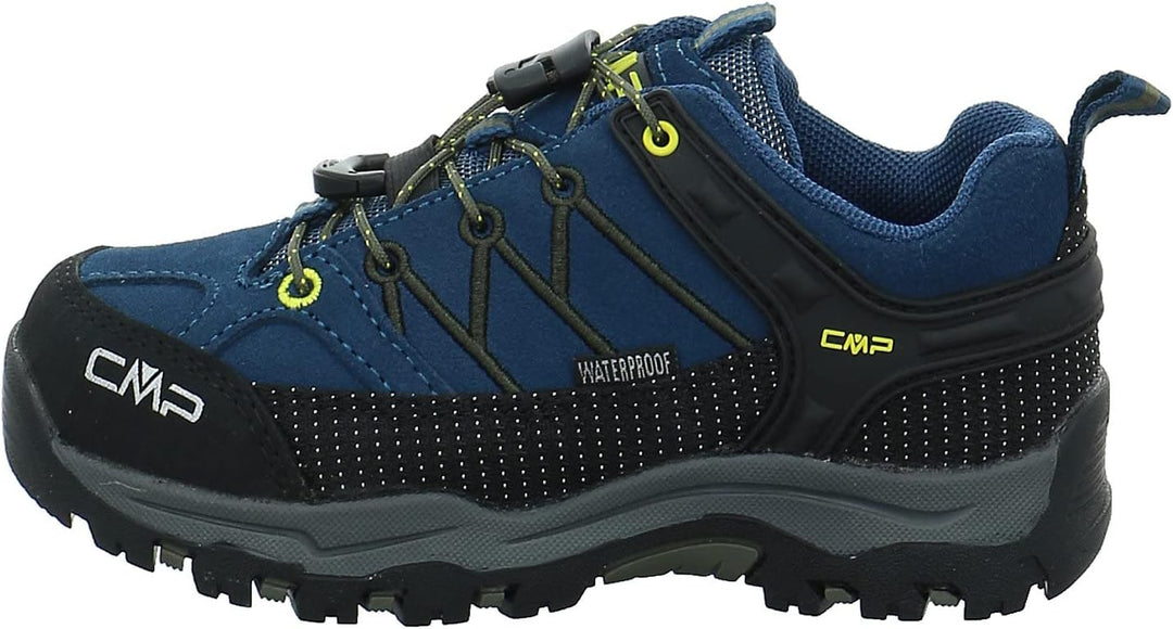 CMP Jungen Kids Rigel Low Shoes Wp Trekking-Schuhe 28 EU Blau Gelb Blue Ink Yellow, 28 EU Blau Gelb