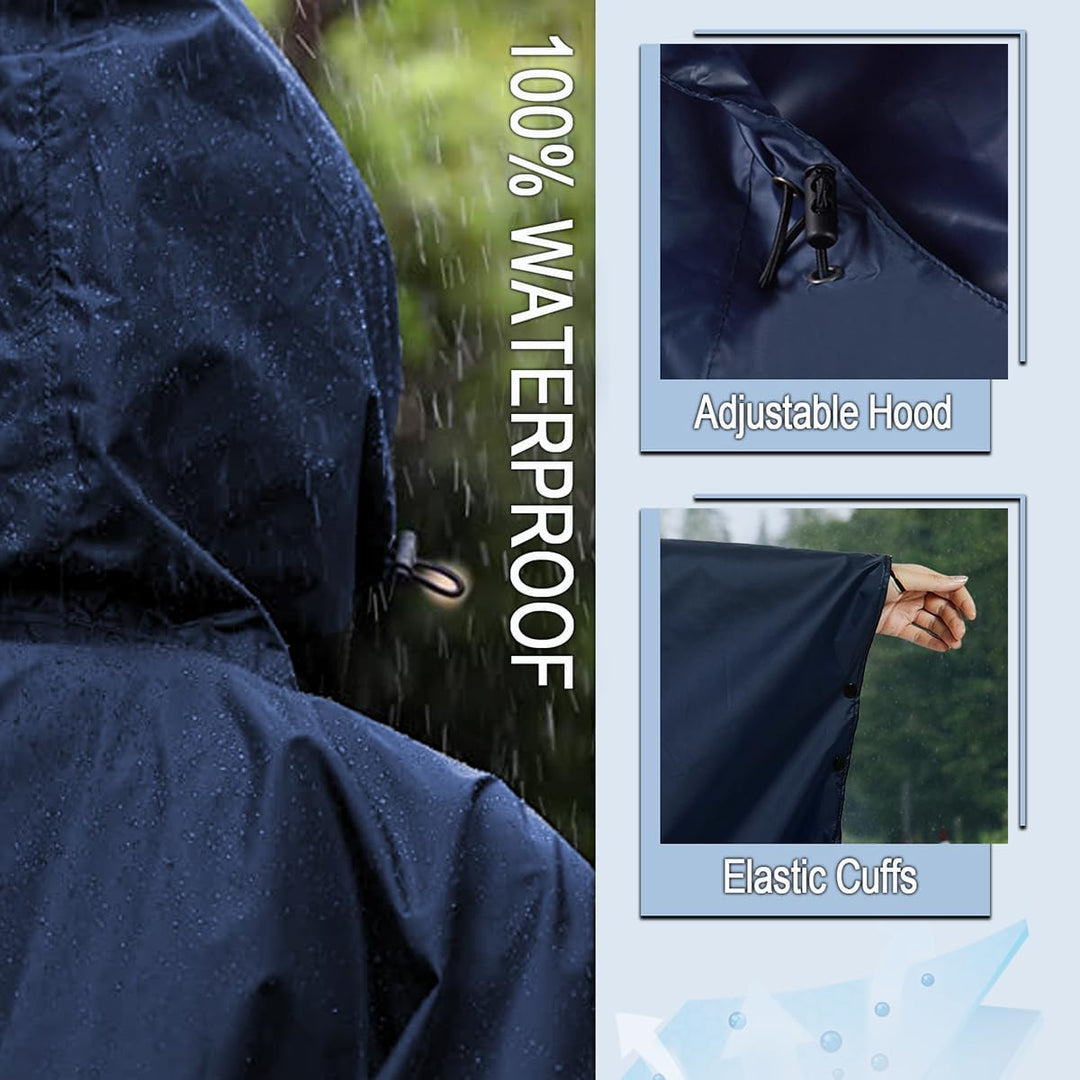 COLFEZY Crozylife Einheitsgrösse Unisex Wasserdichter Regenponcho mit Kapuze und Taschen Leichter tr