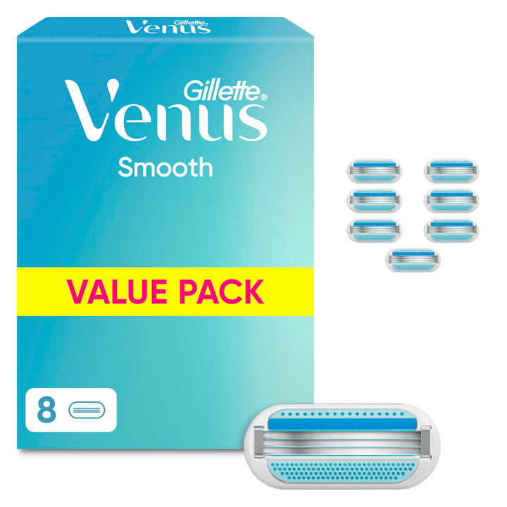 Gillette Venus Smooth Rasierklingen Damen, 8 Original Ersatzklingen für Nassrasierer mit Wiederverwe