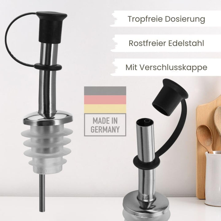 2 x Ölflasche Ölspender 500 ml Keramik schwarz mit Ausgiesser Made in Germany