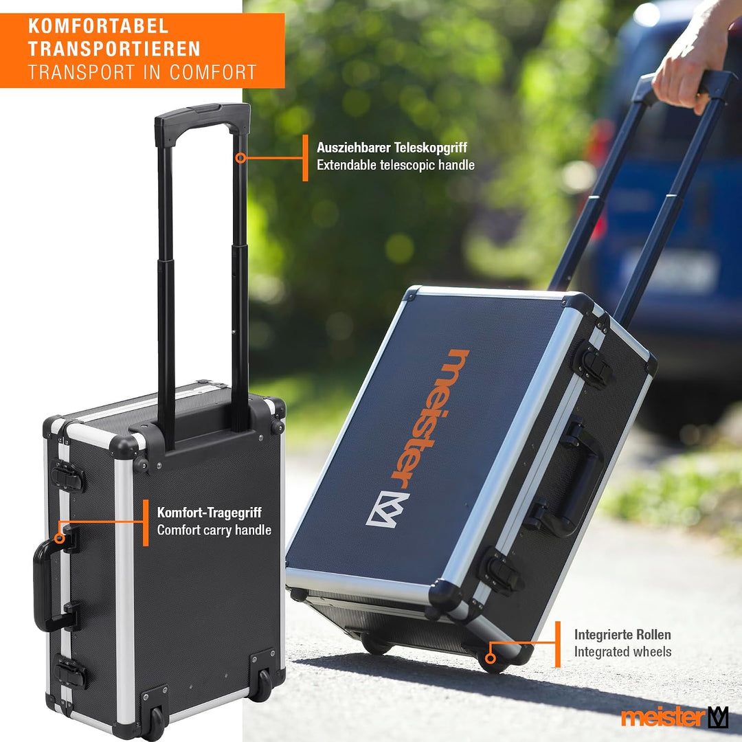 Meister Werkzeugtrolley 230-teilig - Werkzeug-Set - Mit Rollen - Teleskophandgriff/Profi Werkzeugkof