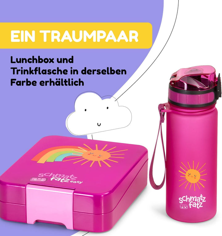 schmatzfatz Kinder Trinkflasche 400ml, Sport für Schule Kindergarten, 1-Klick Verschluss, Geschmacks