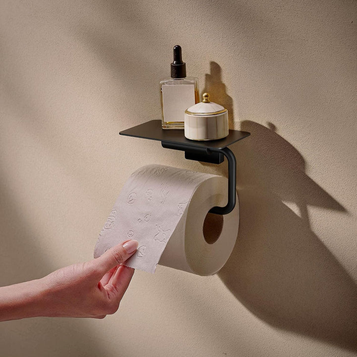 hansgrohe AddStoris S - Toilettenpapierhalter mit Ablage, Klopapierhalter für Wandmontage, Klorollen