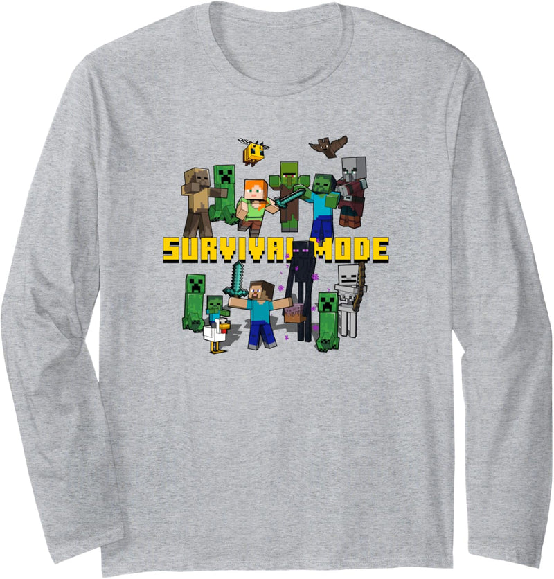 Minecraft Survival Mode Group Mashup Langarmshirt