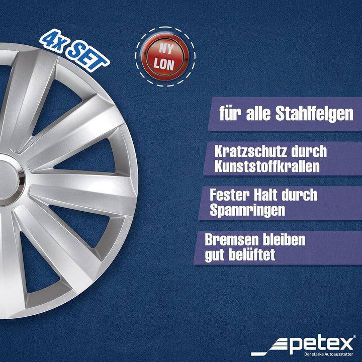 Petex RB544414 Radzierblende Venture Pro Grösse 14 Zoll 2-fach lackiert Material: Nylon in Box, silb