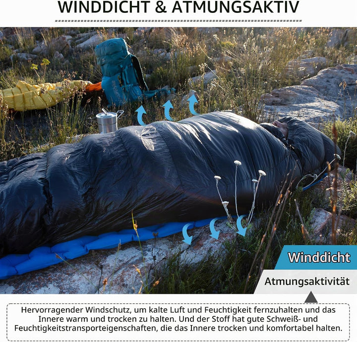 Naturehike CW-Serie RDS Daunenschlafsack,Ultraleichte Tragbare Kompackte Daunen Schlafsack 4 Jahresz