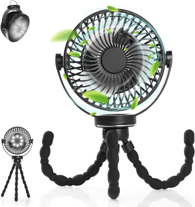 Simpeak Camping Ventilator Tischventilator, Mini USB Ventilator leise, 5200mAh Akku Ventilator mit L