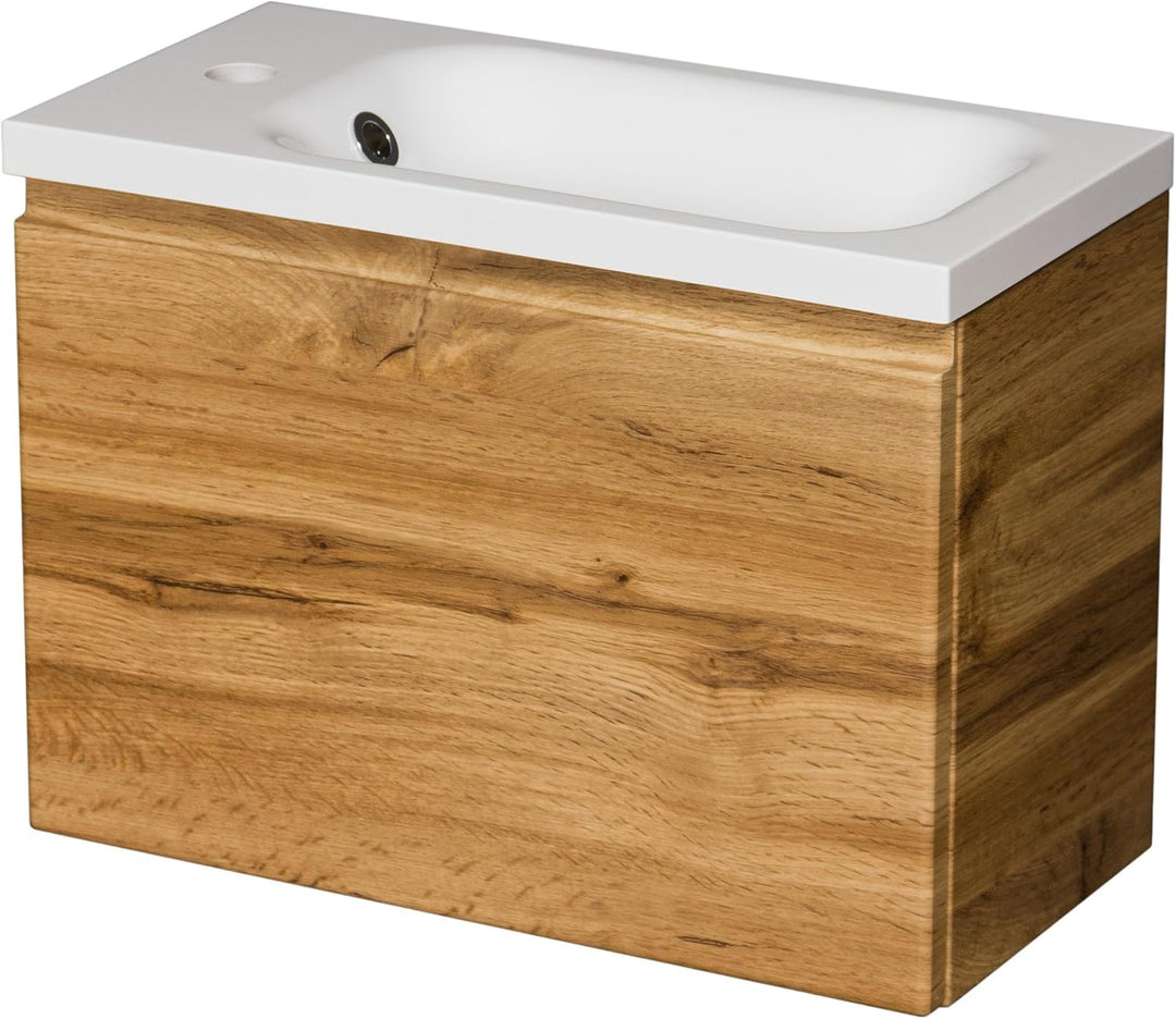Quentis Badmöbel | Gäste-WC Möbel FAROS, Breite 50 cm, Waschplatzset 2-teilig, Waschbecken und Unter