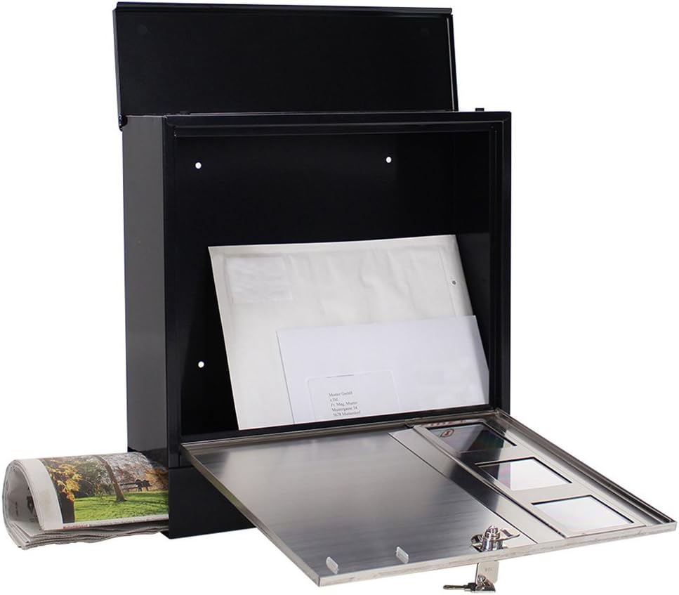Rottner Briefkasten Design Mailbox Zylinderschloss 2 Schlüssel Sichtfenster Zeitungsbox Namensschild