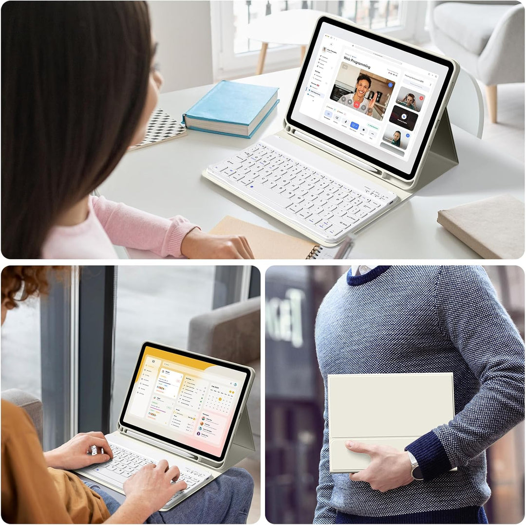Tastatur Hülle für iPad 10. Generation 10,9" 2022 & iPad 11th Gen A16 2025 mit Stifthalter, TPU Rück