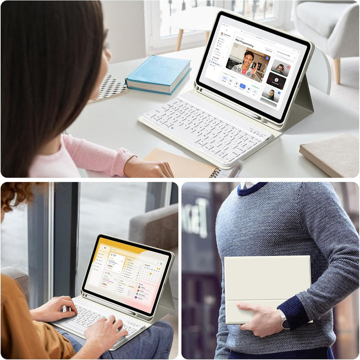 Tastatur Hülle für iPad 10. Generation 10,9" 2022 & iPad 11th Gen A16 2025 mit Stifthalter, TPU Rück