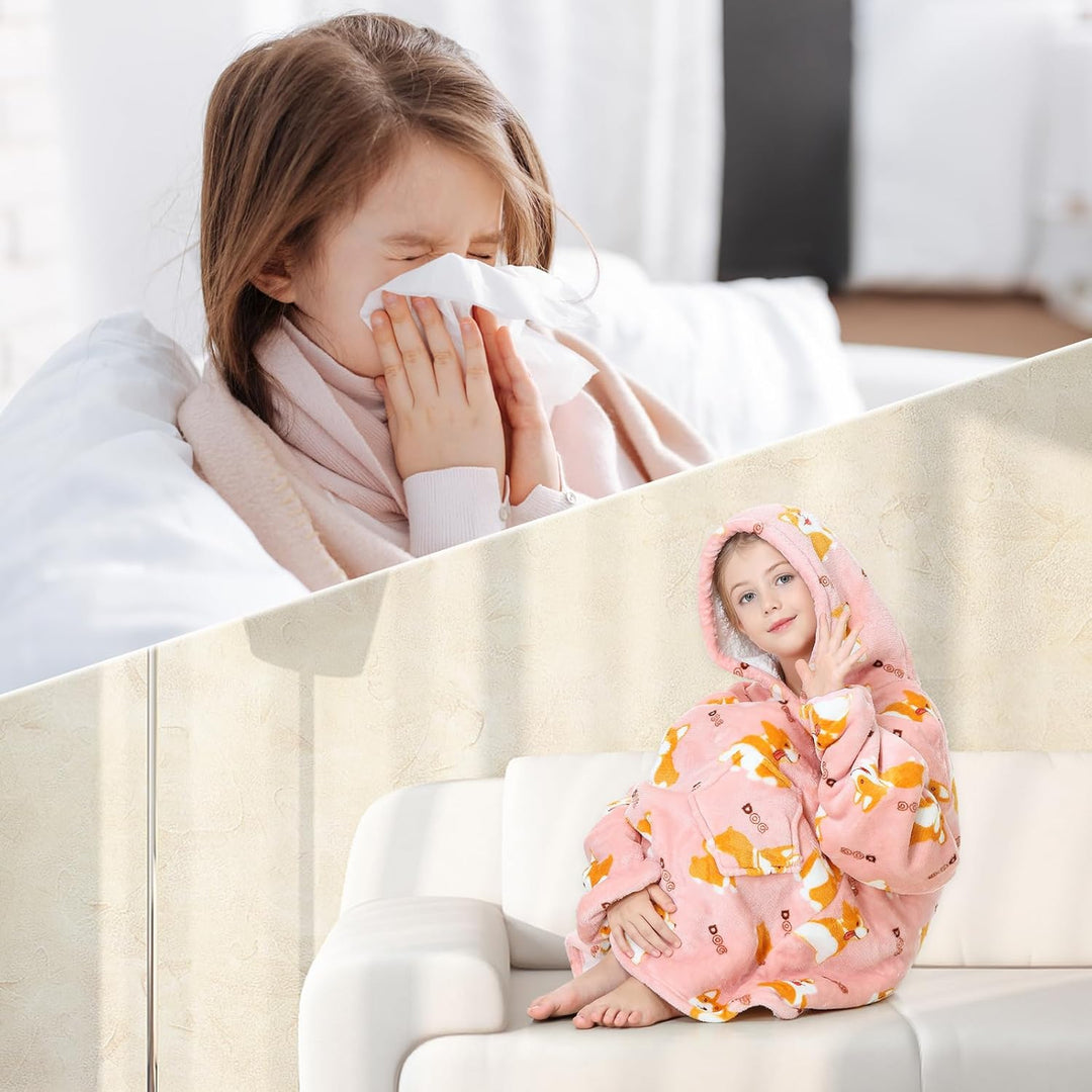 Mokani ÜBergrossE Hoodie Decke Kinder mit äRmel Tragbare Kapuzenpullover, Super Weich Warmes Bequeme