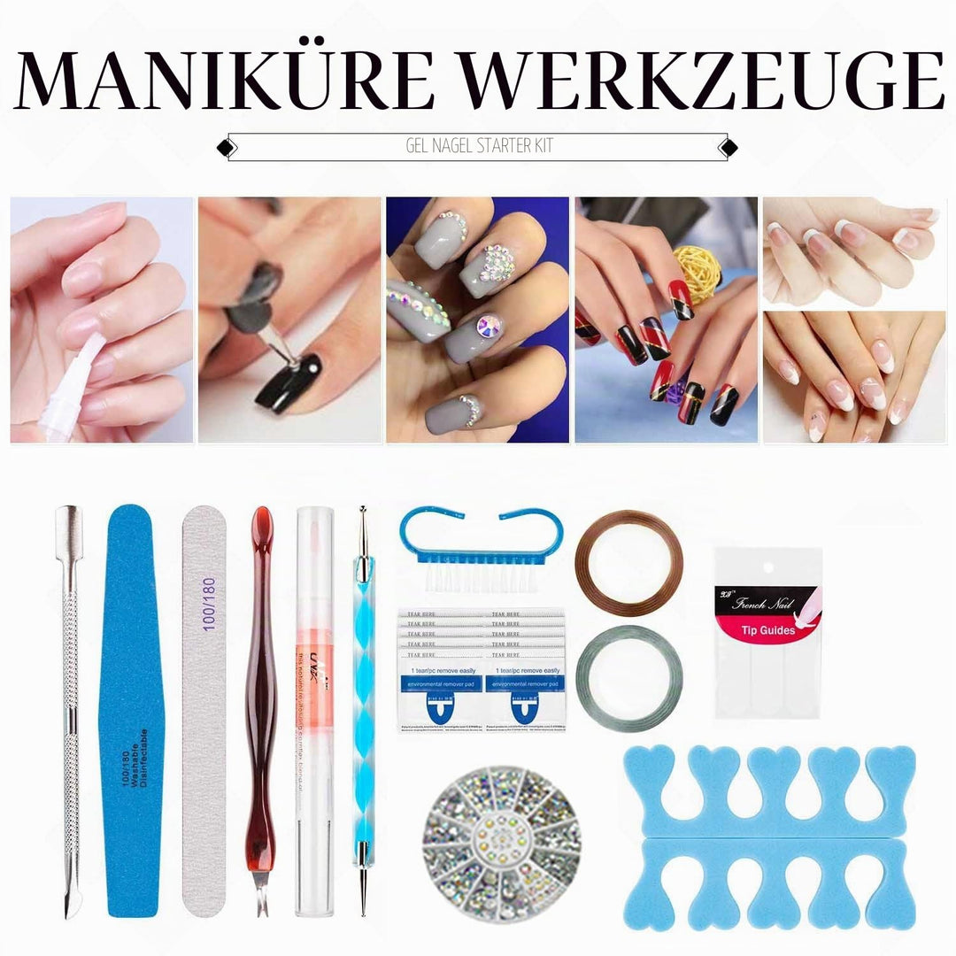 Vishine Komplettes Set 36 W UV-Lampe LED Nageltrockner 6 semi-permanenter Nagellack Nagellack Top Ba