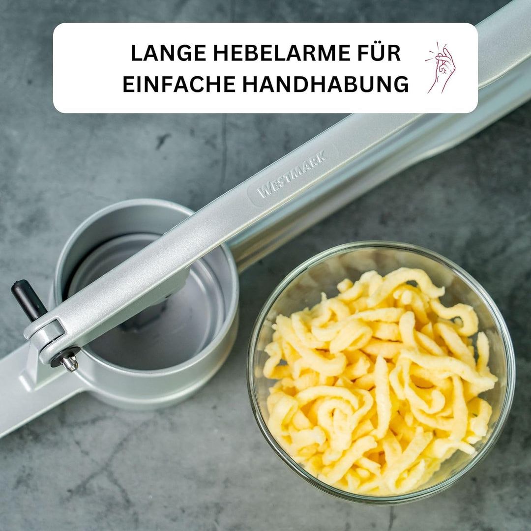 Westmark Spätzle-Set, 2tlg., 1 Spätzle-/Kartoffelpresse mit runder Lochung, Spätzlepresse + 1 Schöpf