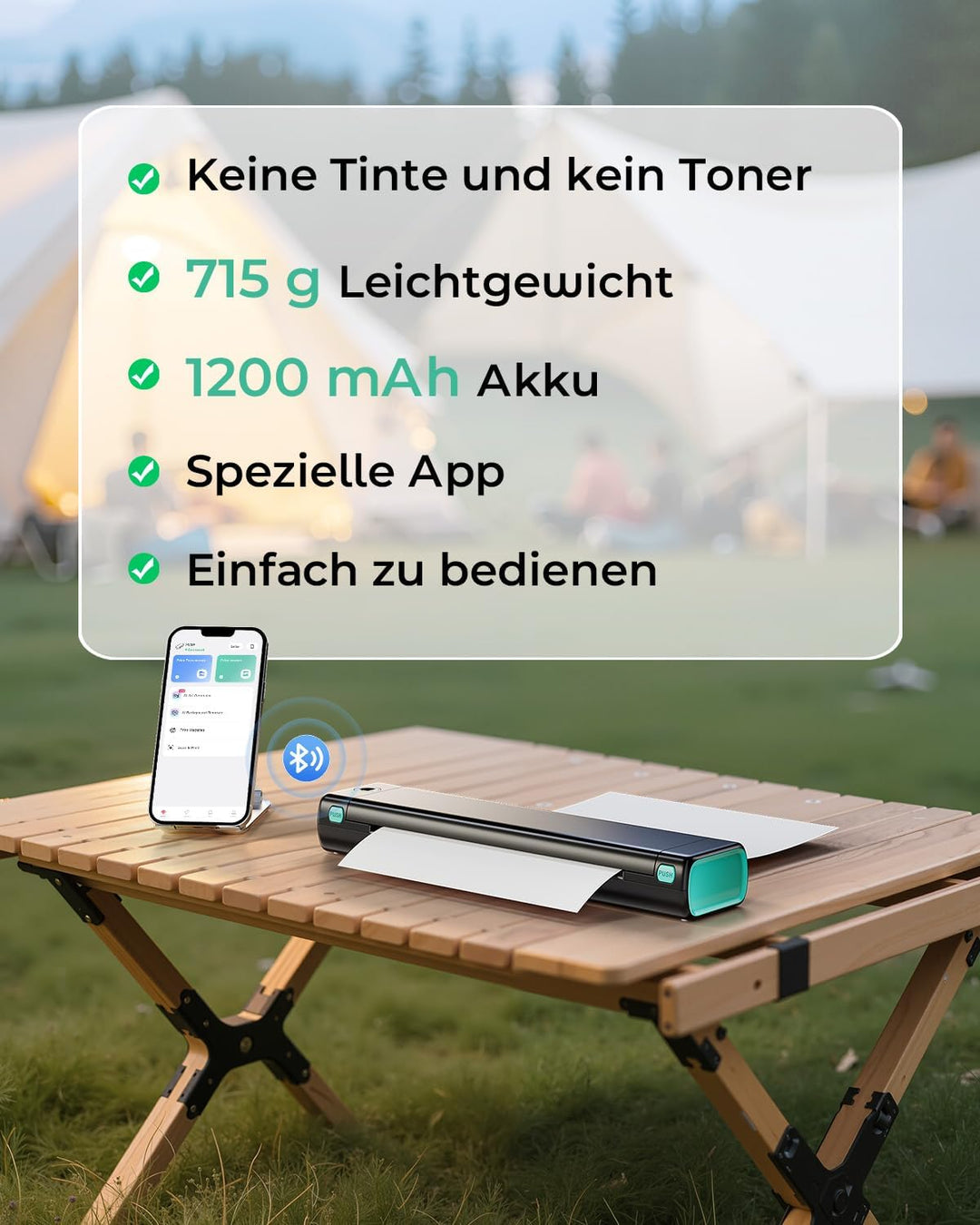 Phomemo M08F Mobiler Drucker A4 für Unterwegs Bluetooth Kleiner Thermodrucker - Portable Printer Kom