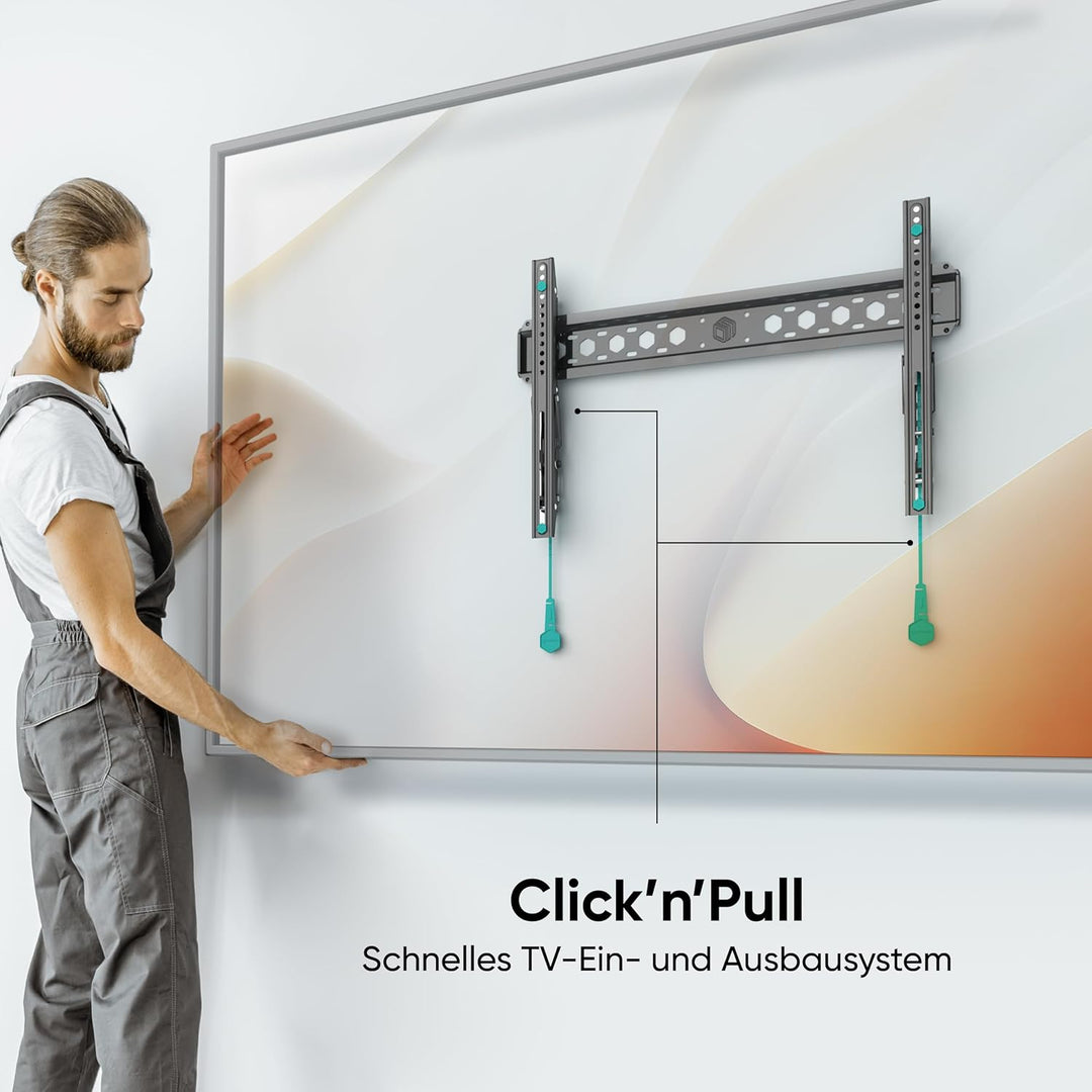 ONKRON TV Wandhalterung neigbar für 43-85 Zoll Fernseher bis 68.2 kg, TV Halterung flach, Ultra Slim